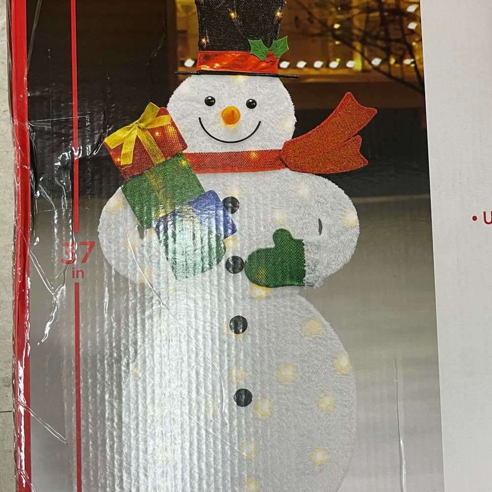 NIB 37” Light Up Snowman Yard Or Indoor Display